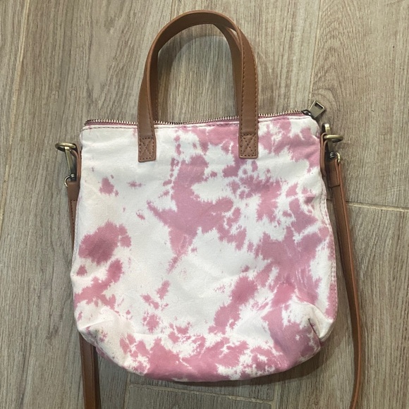 Urban Expressions Tie-Dye Canvas Tote with Brown Leather Handles - Picture 3 of 4